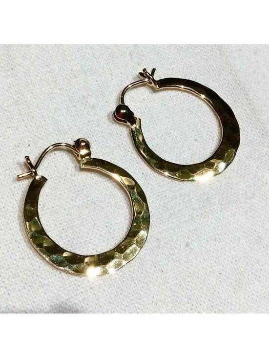 Jewelry - GOLD VERMEIL STERLING SILVER HAMMERED HOOP EARRINGS